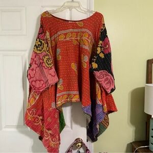Jaded Gypsy Kantha poncho with sleeves